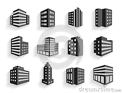 Set of dimensional buildings icons Vector Illustration