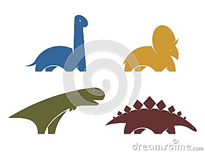 Set dinosaur vector logo design element. Jurassic park world. Collection dinosaurs silhouette isolated on white background. Dino Vector Illustration