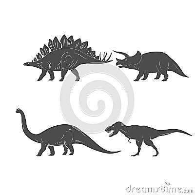 Set of Dinosaurs Illustration isolated on white background. Vector Vector Illustration