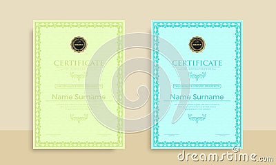 Set of Diploma Certificate of achievement template in vector with Thai outline. Award Templates, achievements for companies, Best Vector Illustration