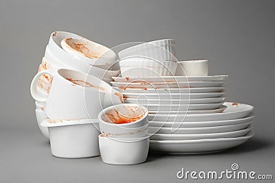 Set of dirty dishes Stock Photo