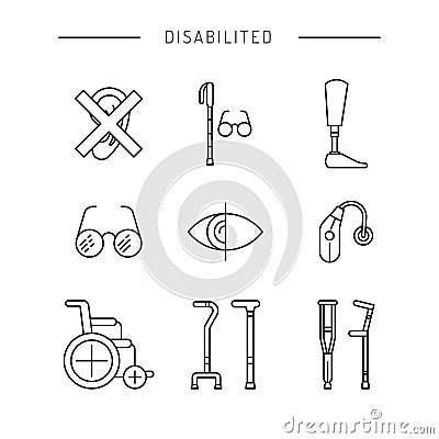 Set disabled icon Stock Photo