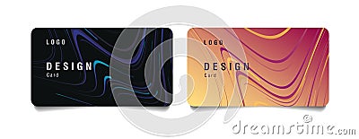 Set of discount or bank cards with fluid premium texture in two colors, dark and loght pink gold, business layout Vector Illustration