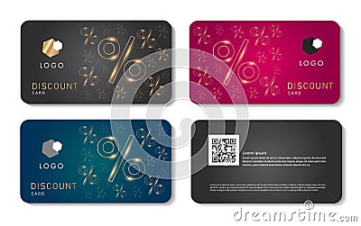 Set of discount cards with percent sign pattern Vector Illustration
