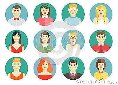 Set of diverse people avatar icons Vector Illustration