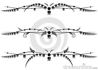 Set of dividers with flowers of Dicentra Vector Illustration