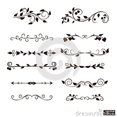 Set dividers with plant elements Stock Photo
