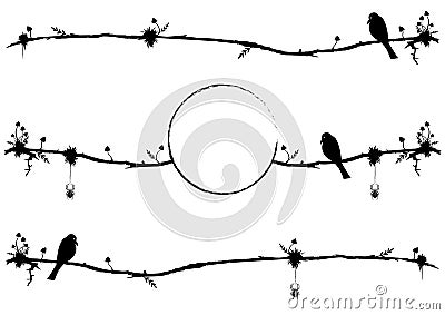 Set of dividers with raven Vector Illustration