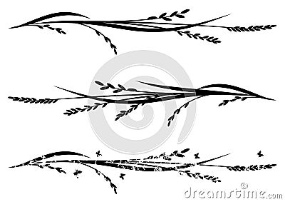 Set of dividers with rice Vector Illustration