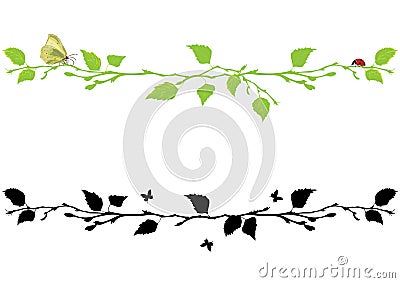 Set of dividing with birch tree Vector Illustration