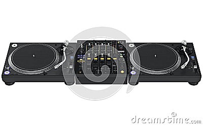 Set dj digital table mixer, music instrument Stock Photo