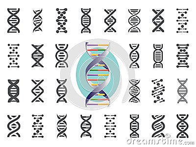 Set of DNA icons. Human genetic variation. Vector illustration. Vector Illustration