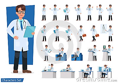 Set of Doctor character design. no2 Vector Illustration