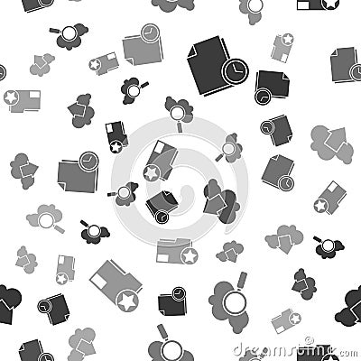 Set Document with clock, Search cloud computing, Cloud download and Document folder with star on seamless pattern Vector Illustration