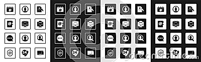 Set Document and cursor, Monitor envelope, Address book, Calendar with email, Chat messages notification monitor, Create Vector Illustration