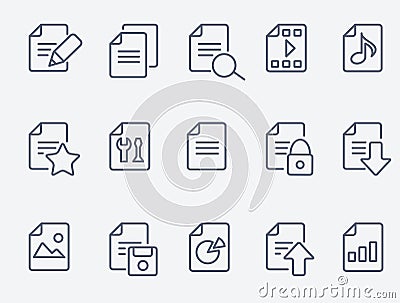 Set of 15 Document icons Vector Illustration