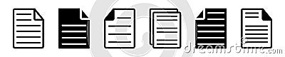 Set of document vector icons. File black linear icon. Vector Illustration