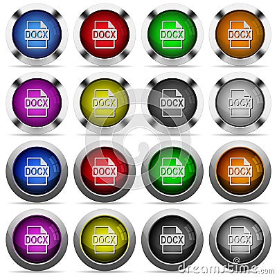 DOCX file format glossy button set Editorial Stock Photo