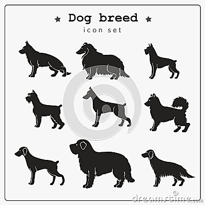 Set of dog breed icons Vector Illustration