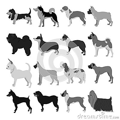 Set of dog breeds Cartoon Illustration