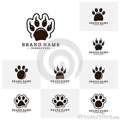 Set of Dog Foot logo Design Vector Template. Dog icon logo vector Stock Photo