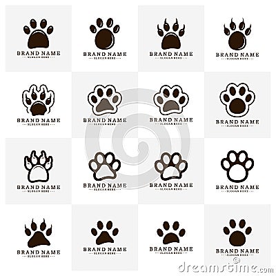 Set of Dog Foot logo Design Vector Template. Dog icon logo vector Stock Photo