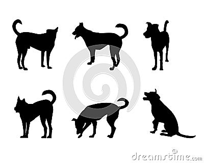 Set of dog silhouette on white Vector Illustration