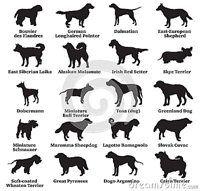 Set of dogs silhouettes-8 Vector Illustration