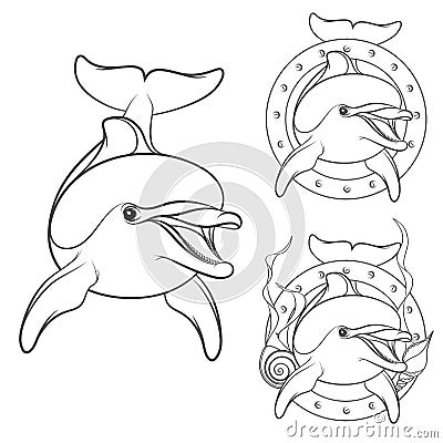 Set of dolphin logo design element. EPS10 Vector Illustration