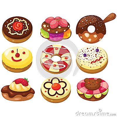 Set of donuts Vector Illustration