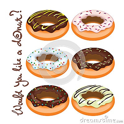 Set of donuts Cartoon Illustration