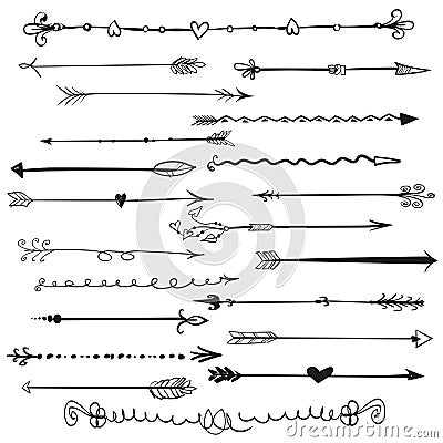 Set of doodle arrows Stock Photo