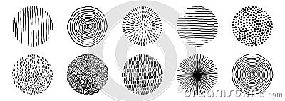 Set Of Doodle Borders. Hand Drawn Scribble Circle Frames Collection. Black And White Design Elements Vector Illustration