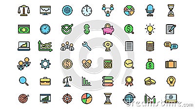Set Doodle Elements Collection Business Sketch Vector Design Style Background Mail Notebook Money Chart Tem Icons Vector Illustration