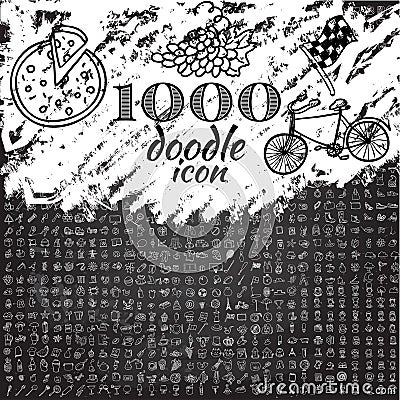 Set of 1000 doodle icon Vector Illustration
