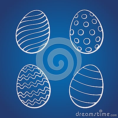 Set of doodles of Easter eggs Vector Illustration