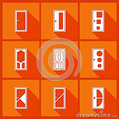 Set with door icons. Vector Illustration