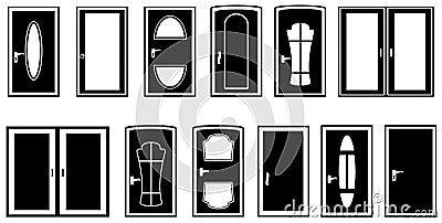 Set doors silhouette Vector Illustration