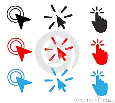 Set double click filled vector icon. mouse double click icon Stock Photo