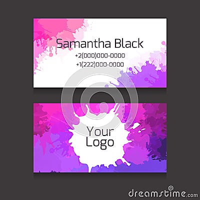 Set of double-sided business card with space Vector Illustration