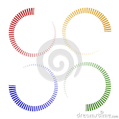 Set of download icons. Multi-colored images showing the status of loading. Vector Illustration