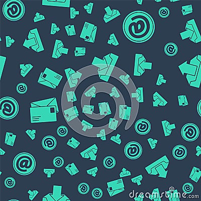 Set Download inbox, Mail and e-mail, Envelope and Upload inbox on seamless pattern. Vector. Vector Illustration