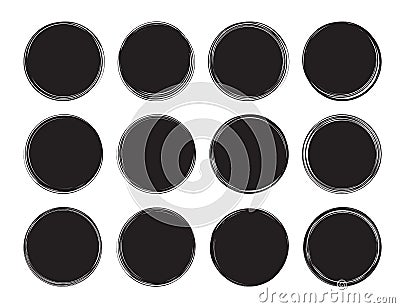 Set of dozen grunge templates for rubber stamps Vector Illustration