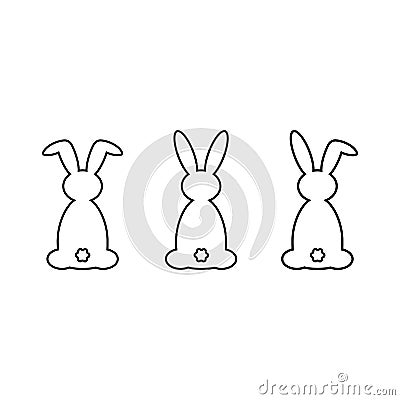 Set of drawing small bunny outline easter sign symbol vector illustration Vector Illustration