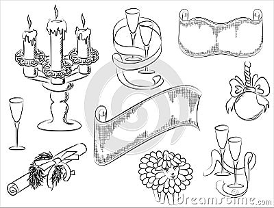 A set of drawings of Christmas Stock Photo