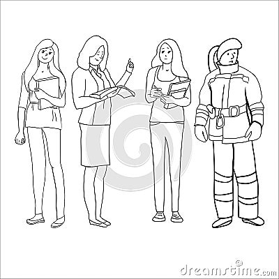 Female professions Cartoon Illustration