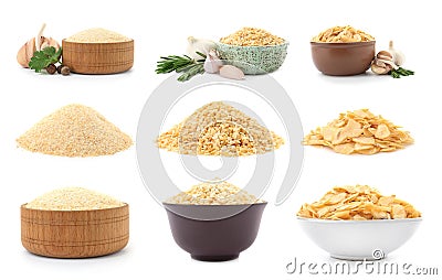 Set with dried aromatic garlic Stock Photo