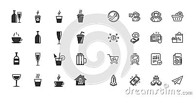 Set of Drinks, Beer and Cocktails icons. Vector Vector Illustration