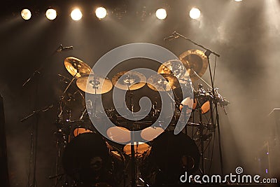 Set of drums on stage Stock Photo