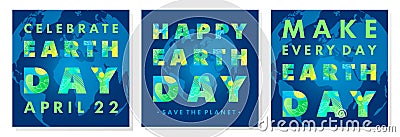 Set of Earth Day typography posters Stock Photo